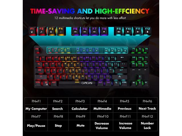 RGB Mechanical Gaming Keyboard Blue Switch,USB Wired 87 Keys 