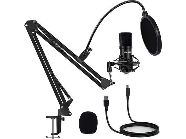 USB Microphone, Professional Condenser Computer PC Mic with Tripod Stand,  Pop Filter, Shock Mount for Gaming, Streaming, Podcasting, , Voice