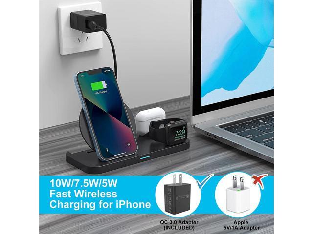 Wireless Charger, 3 in 1 Foldable Fast Charging Station Compatible iPhone  13/12/11(Pro & Pro Max)/X/XS/XS Max/XR/8/8Plus, Qi-Enabled Android Phone,  