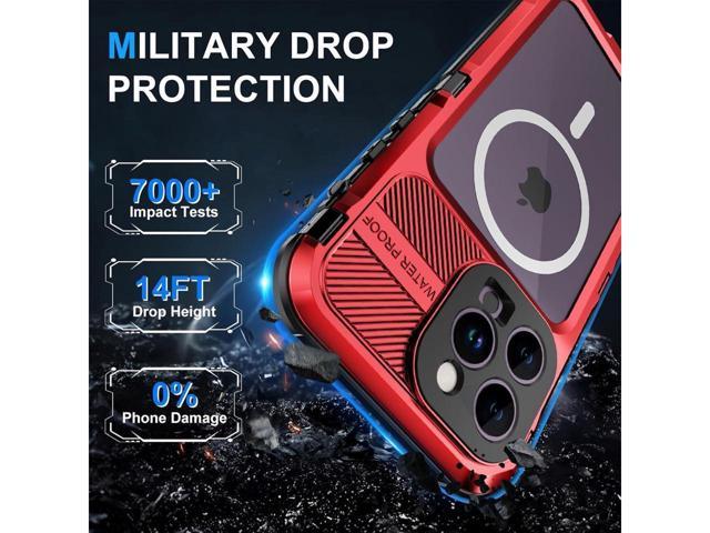 BONAEVER for iPhone 15 Pro Max 6.7 inch Waterproof Case Magnetic  [Compatible with MagSafe][with Screen Protector][IP68 Underwater][Du  Standproof] Phone Cover for iPhone 15 Pro Max 6.7 Red 