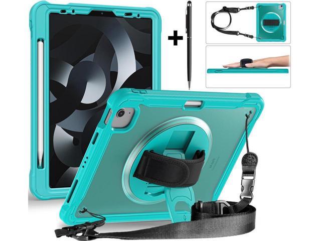 Case For iPad Air 5th/4th Generation 10.9 Inch 2022 2020/iPad Pro 11  2022/2021/2020/2018, Shcokproof Cover with Clear Transparent Back, Pencil  Holder, Rotating Stand, Hand/Shoulder Strap, Stylus Pen 