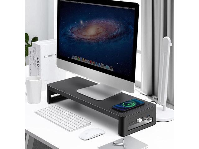 Dual Monitor Stand Riser with 8 USB 3.0 Hub Ports, Aluminum Strong&Sturdy  for Laptop Computer, TV, PC, Printer, Multi Media Speaker-Multifunctional  Desktop Organizer…… : : Computers & Accessories