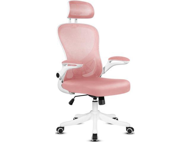 Misolant Ergonomic Chair, Mesh Office Chair, Mesh Chair, Computer Desk Chair with Adjustable Lumbar Support and Flip-up Armrest, Office Chair, Ergonomic Office Chair with Headrest for Office (Pink)