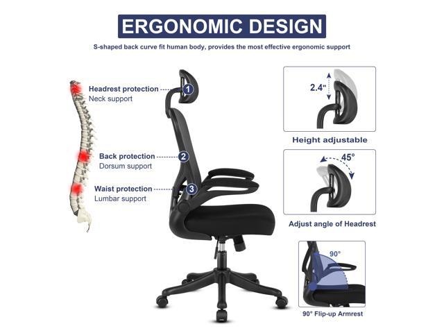 ergonomic chair with lumbar support & back neck support