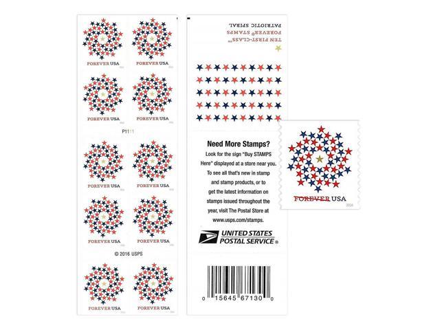 One Sheet of 10 USPS First Class Postage Forever Stamps USPS Patriotic  Spiral (100PCS=10 Sheet) - Newegg.com