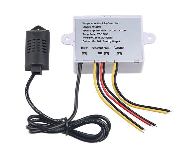 2in1 220V 24V 12V Digital Temperature Humidity Controller Thermostat with Sensor 