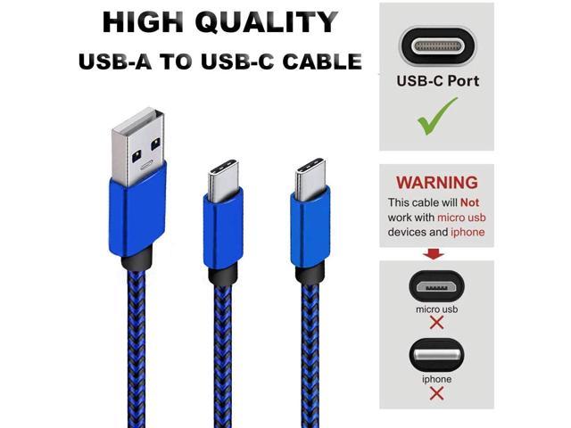 2PACK 6FT C-Type USB Charger Cable 3A Speed USB A to USB C