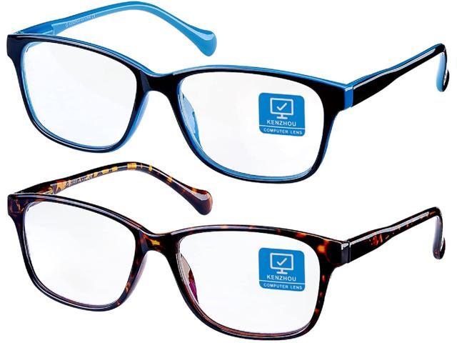 Blue Light Blocking Glasses/Computer Glasses 2 Pack Blue light glasses(Women/Men) with Spring Hinges Nerd Gaming Glasses