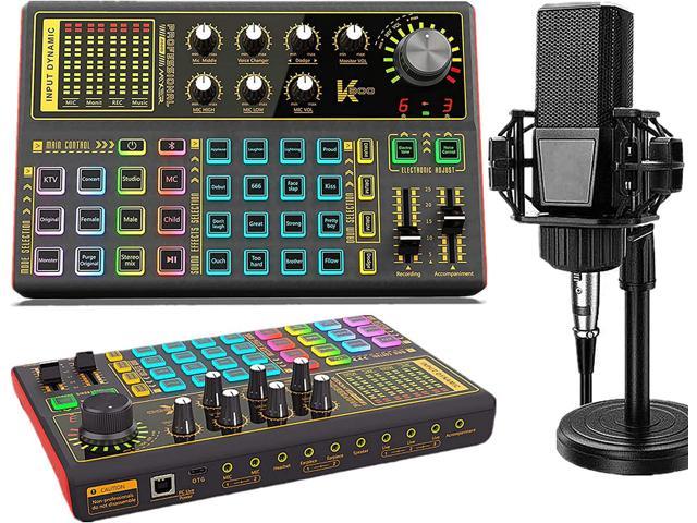 and　USB　Board　Gaming　XLR　Podcast　Card　Equipment　Streaming　Studio　Mixer　Sound　Condenser　Interface　to　for　V11　with　Live　Recording　Bundle,　Sound　Microphone　Changer　PC　Portable　Voice　Audio　3.5mm　Podcast