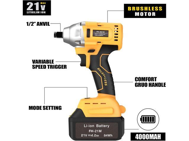 Cordless Power Impact Wrench: 21V Electric Impact Driver with