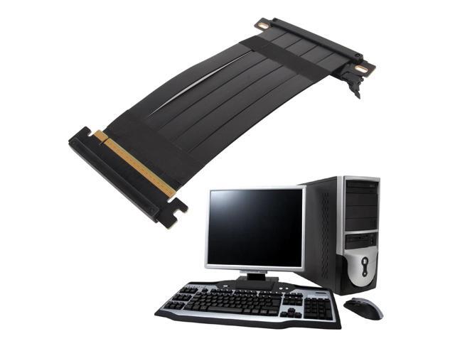 PUSOKEI Cavo Riser PCI Express 3.0 X16 Per Scheda Grafica - Estensore Flessibile Schermato EMI, 180 Gradi, Nero