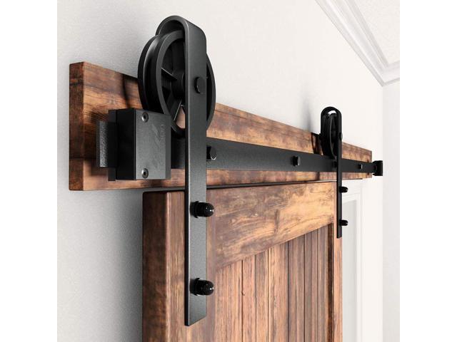 Kinmade Black Wheel Vintage Industrial Sliding Barn Door Hardware Kit Two 8ft Double Newegg Com Kinmade Black Wheel Vintage Industrial, Vintage Sliding Door Hardware