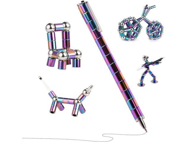 Desk Toys Multifunctional Deformable Magnet Writing Pen Fidget Pen for Adults Kids,Toy Pen Decompression Magnetic Metal Pen black 