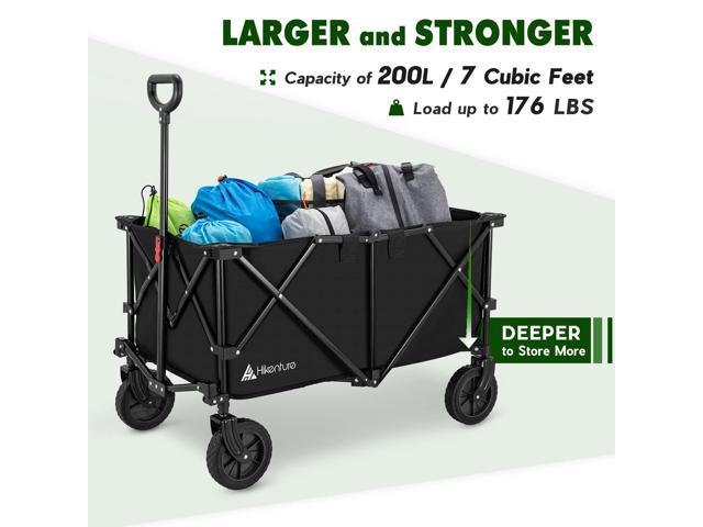 Shopping Black Camping Heavy Duty Utility Collapsible Wagon with All-Terrain Wheels Portable Large Capacity Beach Wagon Hikenture Folding Wagon Cart Outdoor Garden Cart Foldable Wagon for Sports 