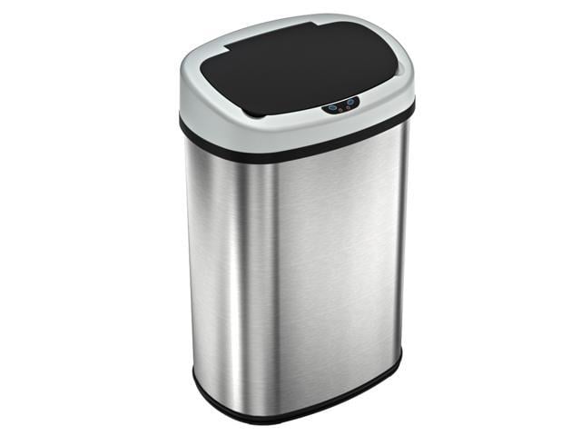 Photo 1 of **DAMAGED** iTouchless 13 Gallon SensorCan KitchenTrash Can with Odor Filter, Stainless Steel, Oval Shape, Sensor-Activated Lid Garbage Bin for Home, Office, Slim Space-Saving, Battery & AC Adapter not included