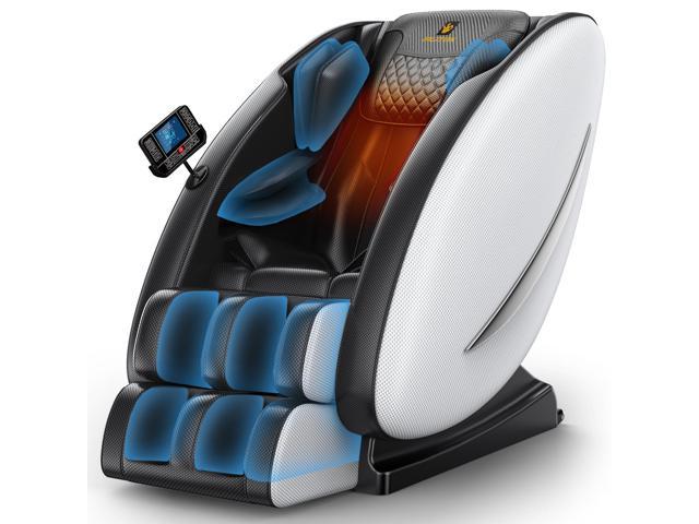 Massage Chair Recliner with Zero Gravity Heating and Bluetooth Functions Easy to Use at Home and Office (White)