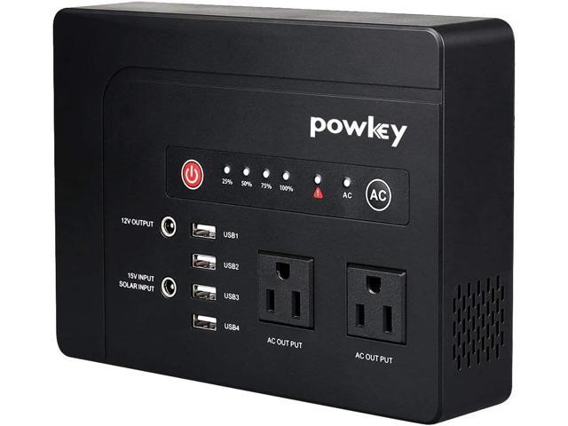 200Watt Portable Power Bank with AC Outlet, Powkey 42000Mah Rechargeable Backup Lithium Battery, 110V Pure Sine Wave AC Outlet for Outdoor RV Trip Travel Home Office Emergency