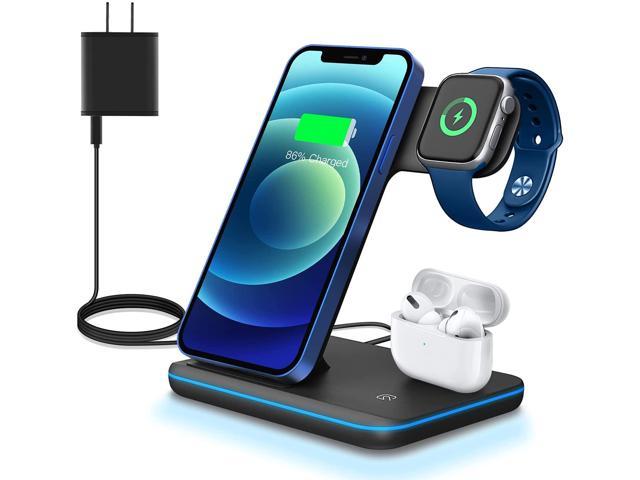 WAITIEE 3 in 1 Wireless Charger,Qi-Certified 15W Fast Charging Station for  Apple Iwatch Series Se/7/6/5/4/3/2,Airpods 3, Compatible with Iphone 13  Pro/Pro Max/Mini/12/11 Series/Xs/Xr/Samsung (Black) - Newegg.com