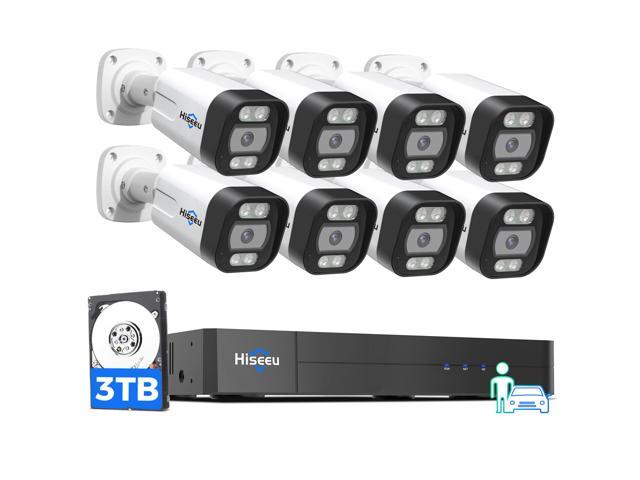 Hiseeu PoE Security Camera System,8PCS 5MP IP Security Camera Outdoor&Indoor,4K PoE NVR 16CH Expandable w/3TB HDD, H.265+2 Way Audio, Smart Playback,IP 67 Waterproof,7/24 Record