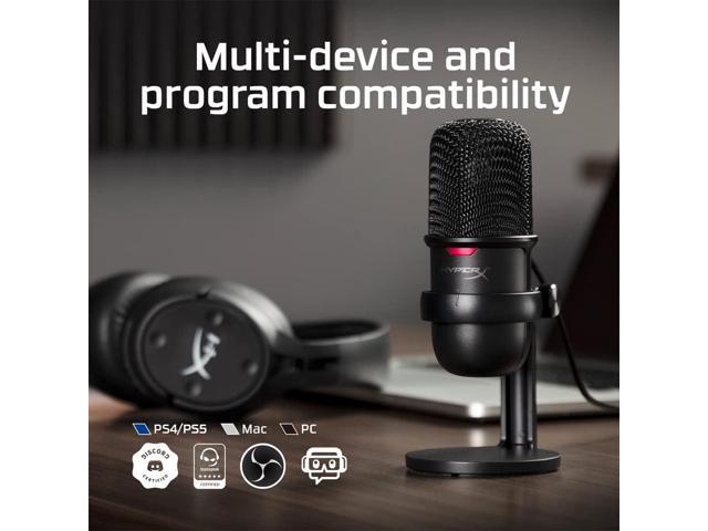 HyperX SoloCast – USB Condenser Gaming Microphone, for PC, PS4, PS5 and  Mac, Tap-to-Mute Sensor, Cardioid Polar Pattern, great for Streaming