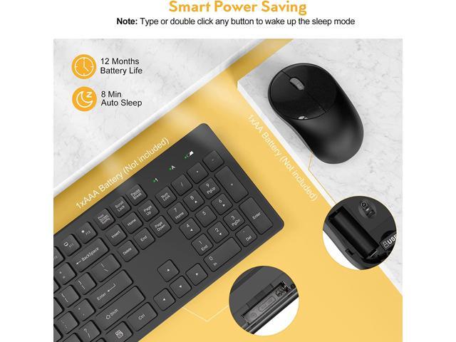 Wireless keyboard and mouse, Truque Silent 2.4GHz cordless full-size ...