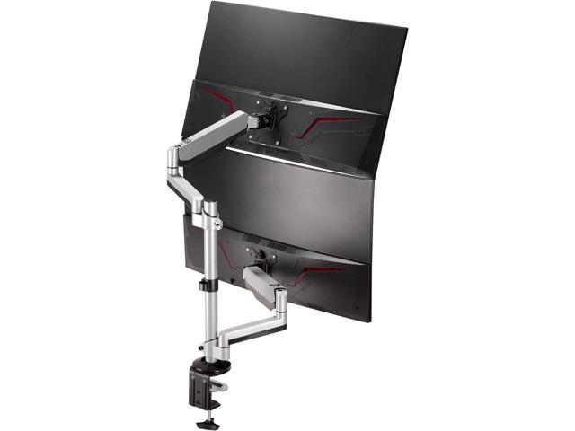 AVLT Dual 13"-32" Stacked Monitor Arm Desk Mount fits Two Flat/Curved Monitor Full Motion Height Swivel Tilt Rotation Adjustable Monitor Arm - Extra Tall/VESA/C-Clamp/Grommet