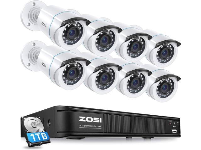 ZOSI H.265+ Home Security Camera System with AI Human Vehicle Detection, 5MP 3K Lite 8 Channel CCTV DVR Recorder and 8 x 1080p Weatherproof Bullet Camera Outdoor Indoor, 80ft Night Vision, 1TB HDD