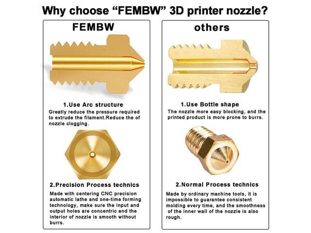 ExcelFu M6 0.3mm Brass Nozzle Extruder Print Head for 1.75mm Filament E3D V5-V6 3D Printer E3D Nozzles Pack of 20 