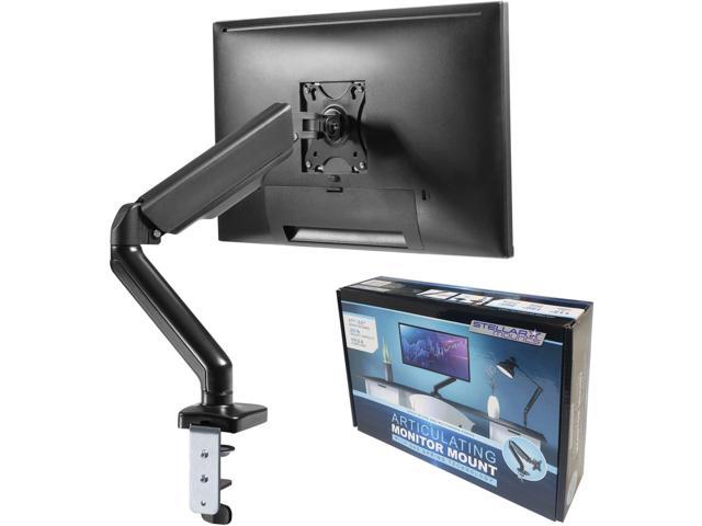 Stellar Mounts Spring LCD Monitor Arm with USB and Multimedia Ports for: Dell  S3221QS 32 Inch Curved 4K UHD, VA Ultra-Thin Bezel Monitor 