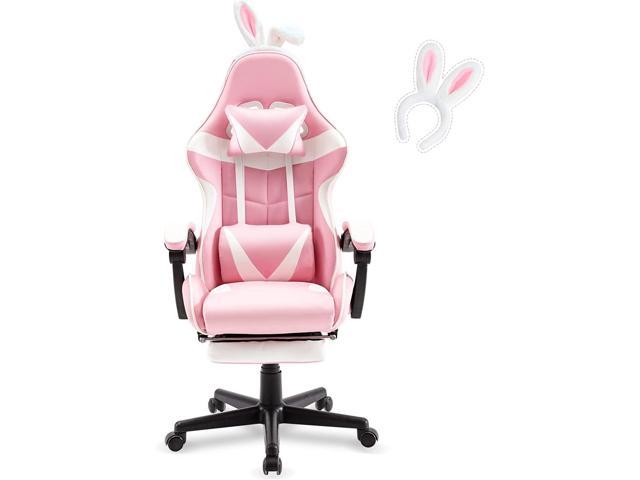 Soontrans Pink Gaming Chair With Footrestlovely Computer Game Chair
