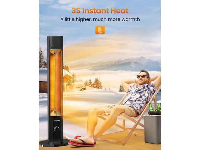 Outdoor Electric Patio Heater, Haimmy 42in Infrared Heater with Remote, 9  Heat Levels, 9H Timers, 1500W Instant Heating, Safety Lock, Tip-Over u0026  Overheat Protection, IPX5 Waterproof Tower Space Heater - Newegg.com