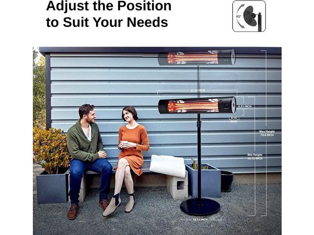 EAST OAK Patio Heater, Wall Mounted & Standing 1500W Outdoor Indoor Infrared Electric Heater with IP65 Waterproof & Dustproof, Tip-over & Overheating ...