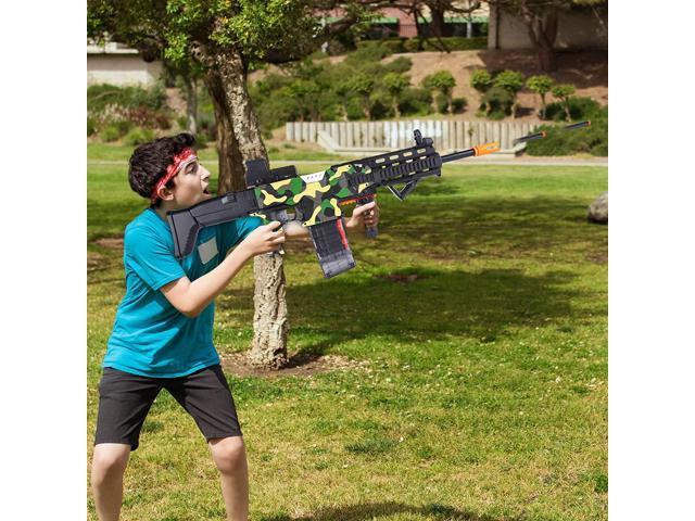  COOLFOX Electric Automatic Toy Gun for Nerf Guns Sniper Soft  Bullets [Shoot Faster] Camouflage Burst Bullets for Boys,Toy Foam Blasters  & Guns with 100 Nerf Sniper Darts, Gifts for Kids 