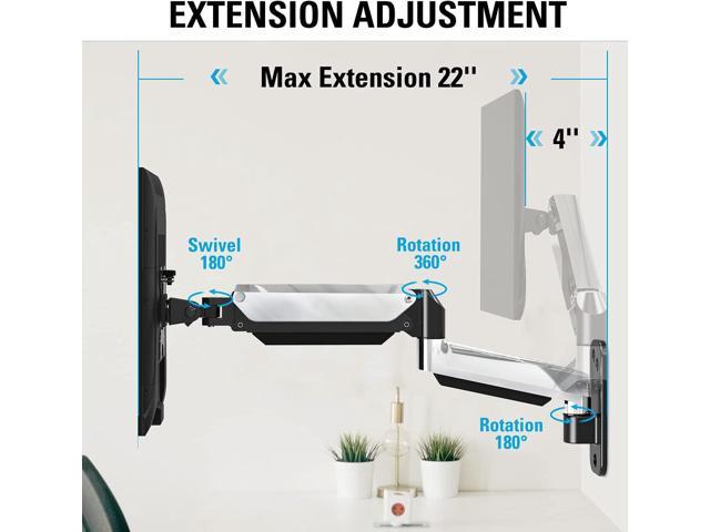 MOUNTUP Monitor Wall Mount, Fully Adjustable Polished Aluminium