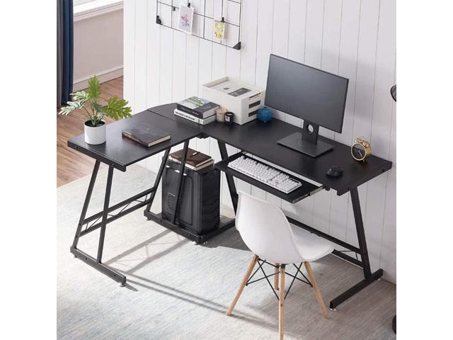  Homall L Shaped Gaming Desk Computer Corner Desk PC Gaming Desk  Table with Large Monitor Riser Stand for Home Office Sturdy Writing  Workstation (Black, 51 Inch) : Home & Kitchen