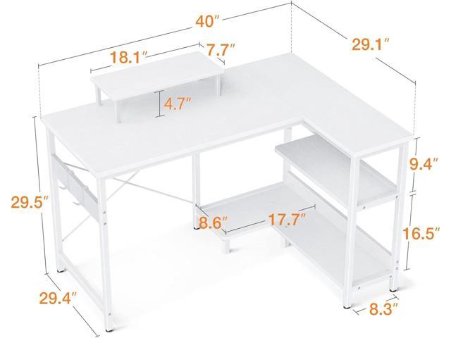 ODK Small L Shaped Computer Desk, 40 Inch Corner Desk with Reversible  Storage Shelves & PC