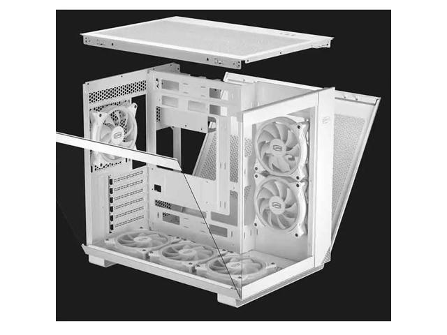 UPSIREN C3 ATX Mid Tower Computer Case, White, Back-Inserted ...