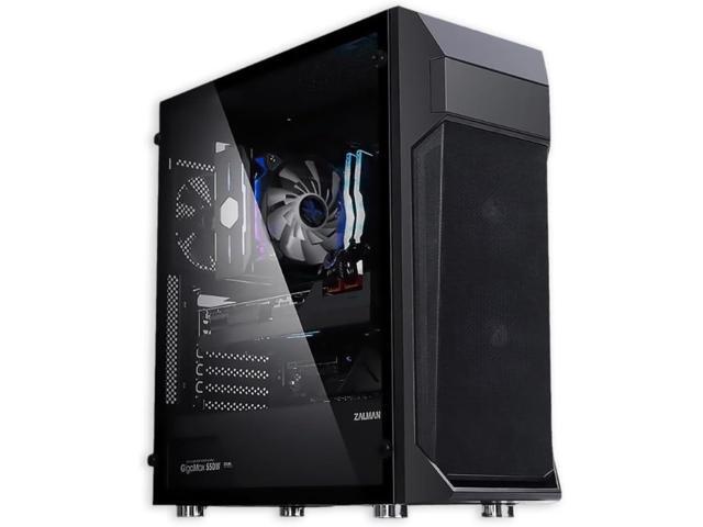 Zalman Z1 Plus ATX Mid-Tower Desktop PC Case, 3 x 120mm Fans Pre-Installed, 5.25" ODD Support, High Airflow Mesh Front Panel, Tempered Glass Side Panel