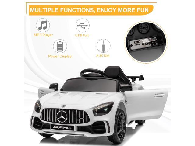 QXDRAGON Mercedes Benz Licensed 12V Electric Kids Ride on Car with Parent  Remote Control, LED Lights, MP3, White