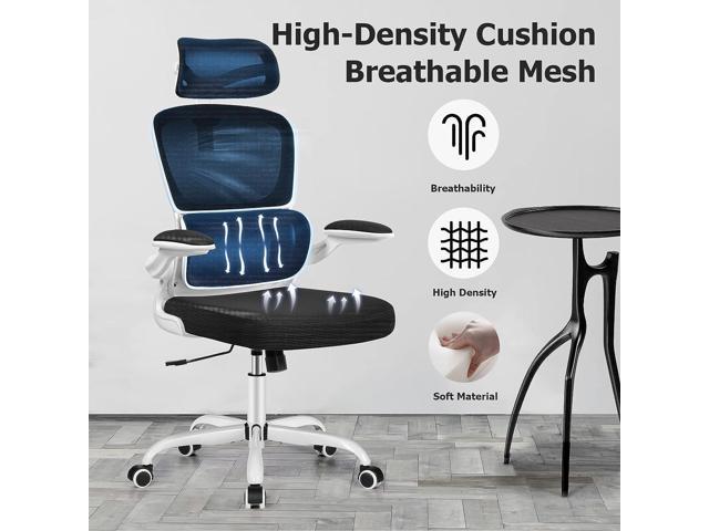 CoolHut Office Chair, High Back Ergonomic Desk Chair, Mesh Desk Chair with  Adjustable Lumbar Support, headrest and Flip-up Armrests, 300lb (Black) 
