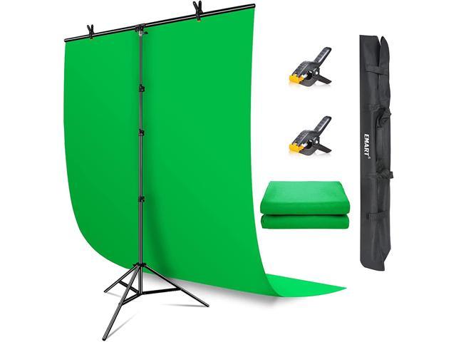 EMART Green Screen Backdrop with Stand, 5x7 ft Collapsible Greenscreen with Portable T-Shaped Background Support Kit, 5x8.5 ft Adjustable Stand for Streaming, Gaming, Zoom