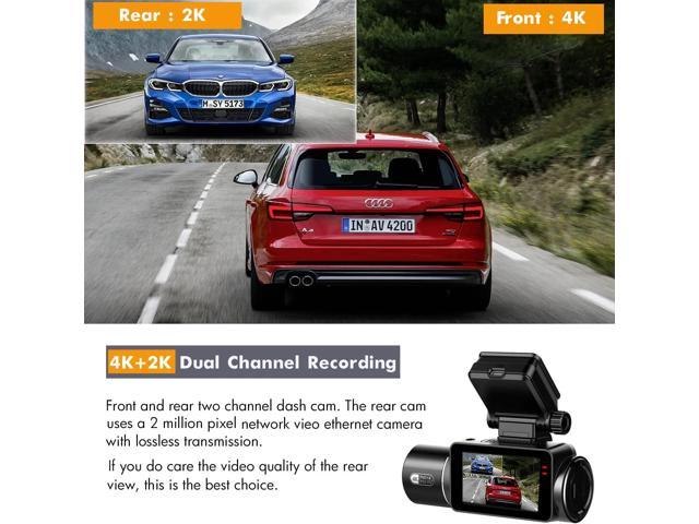 HOTFUN UPGROW 4K Dual Dash Cam Front and Rear with SD Card Included, WiFi  and GPS, Dash Camera for Cars with 3 Inches IPS Screen, Recorder with Super