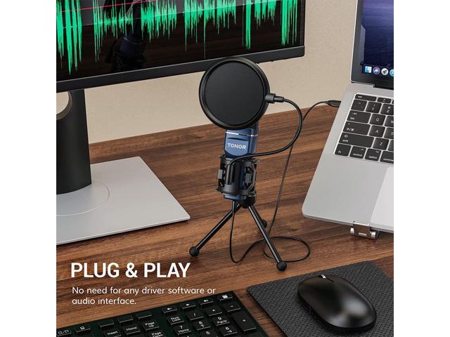 LOOYUAN Condenser Recording Microphone, 3.5mm Plug Mic for PC, Broadcast  Microphone for Singing, Gaming, Computer, Desktop, Laptop, MAC Windows