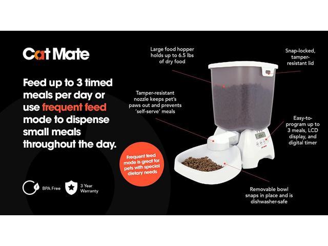 Cat Mate C3000 Automatic Dry Food 3-Meal Feeder, BPA Free for Cats & Small  Dogs