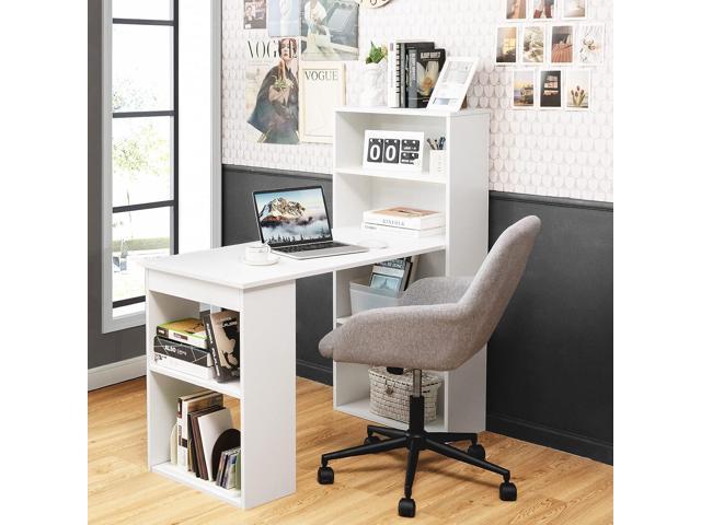  IFANNY Corner Desk, Triangle Desk with Drawers and Shelves,  Wood Corner Console Table, Vanity Table with Storage, Corner Writing Desk,  Small Corner Desks for Small Spaces (White) : Home & Kitchen