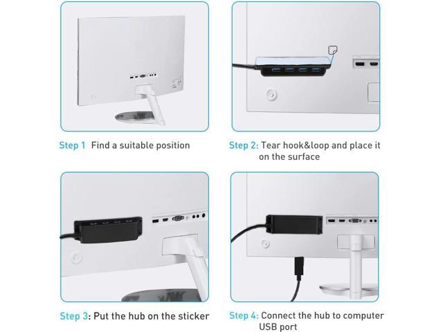 4-Port USB C Hub, USB 3.0 Mountable Desk USB Data Hub 3.0 Multiport  Expander with 100CM Cable for MacBook, Mac Pro/Mini, iMac 2021, XPS,  Surface Pro