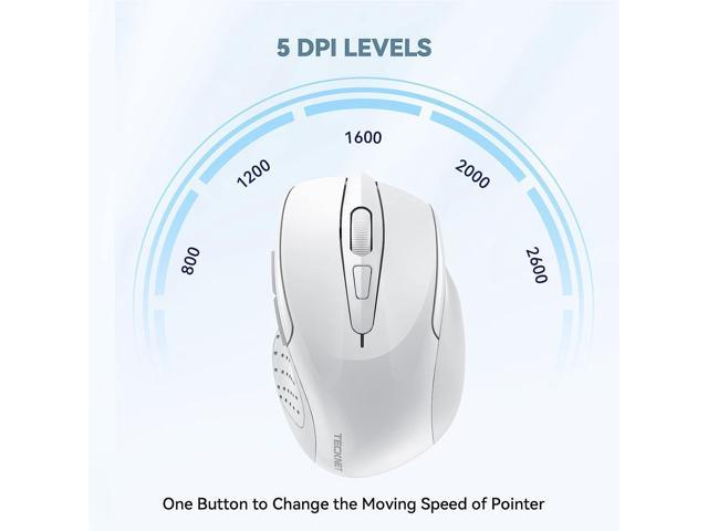 TECKNET Wireless Mouse, 2.4G Ergonomic Optical Mouse 2600 DPI, 5 Adjus