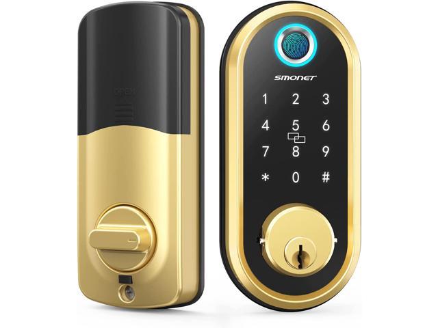 Smart Lock SMONET Bluetooth Keyless Entry Keypad Smart Deadbolt-Fingerprint Electronic Deadbolt Door Lock-App Control, Remote Ekeys Sharing, Free App Monitoring Easy to Install for Homes and Hotel