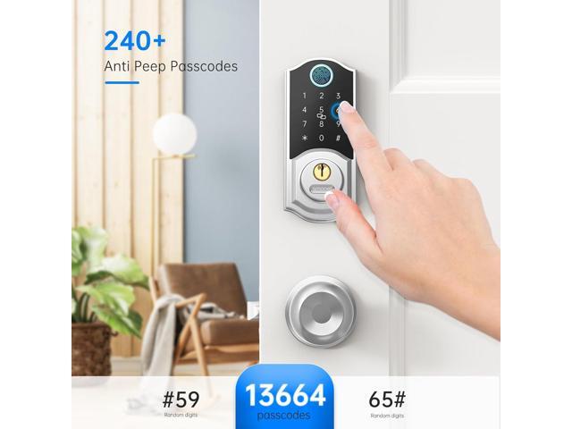 SMONET Keyless Entry Door Lock Handle Smart Front Door Lock Set Alexa