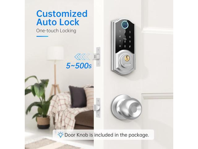 Keyless Entry Door Lock with Handle Set - SMONET Fingerprint Front Door ...